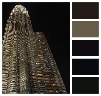 Architecture City Night Building Brown Office Skyscraper Tower Kuala Lumpur Office Image